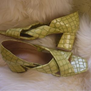 By Far size 38 green mules